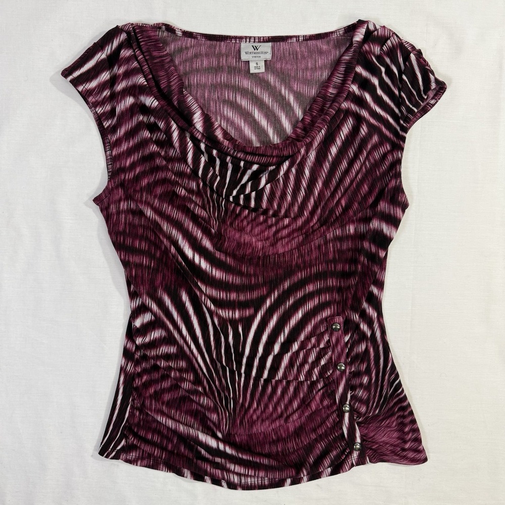 Worthington Y2K Sleeveless Cowl Neck Blouse Women's Size S Office Siren  Pink